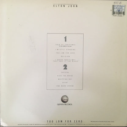 Elton John - Too Low For Zero *CLUB - P* | Near Mint (NM) Excellent (EX) - POP / USED *NEAR MINT*