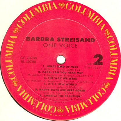 Barbra Streisand - One Voice (VINYL) | Near Mint (NM or M-) Excellent+ (EX+) - POP / USED *NEAR MINT*
