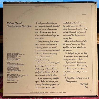 Robert Goulet - Come Back To Sorrento | Near Mint (NM) Near Mint (NM) - POP / USED *NEAR MINT*