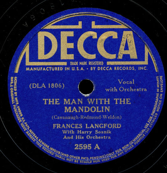 The Man With The Mandolin / Echoes Of Hawaii (78RPM 10" RECORD) | Near Mint (NM) Very Good Plus (VG+) - POP / USED *NEAR MINT*