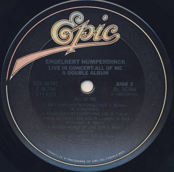 Engelbert Humperdinck - Live In Concert And All Of Me / A Double Album | Near Mint (NM) Near Mint (NM) - POP / USED *NEAR MINT*