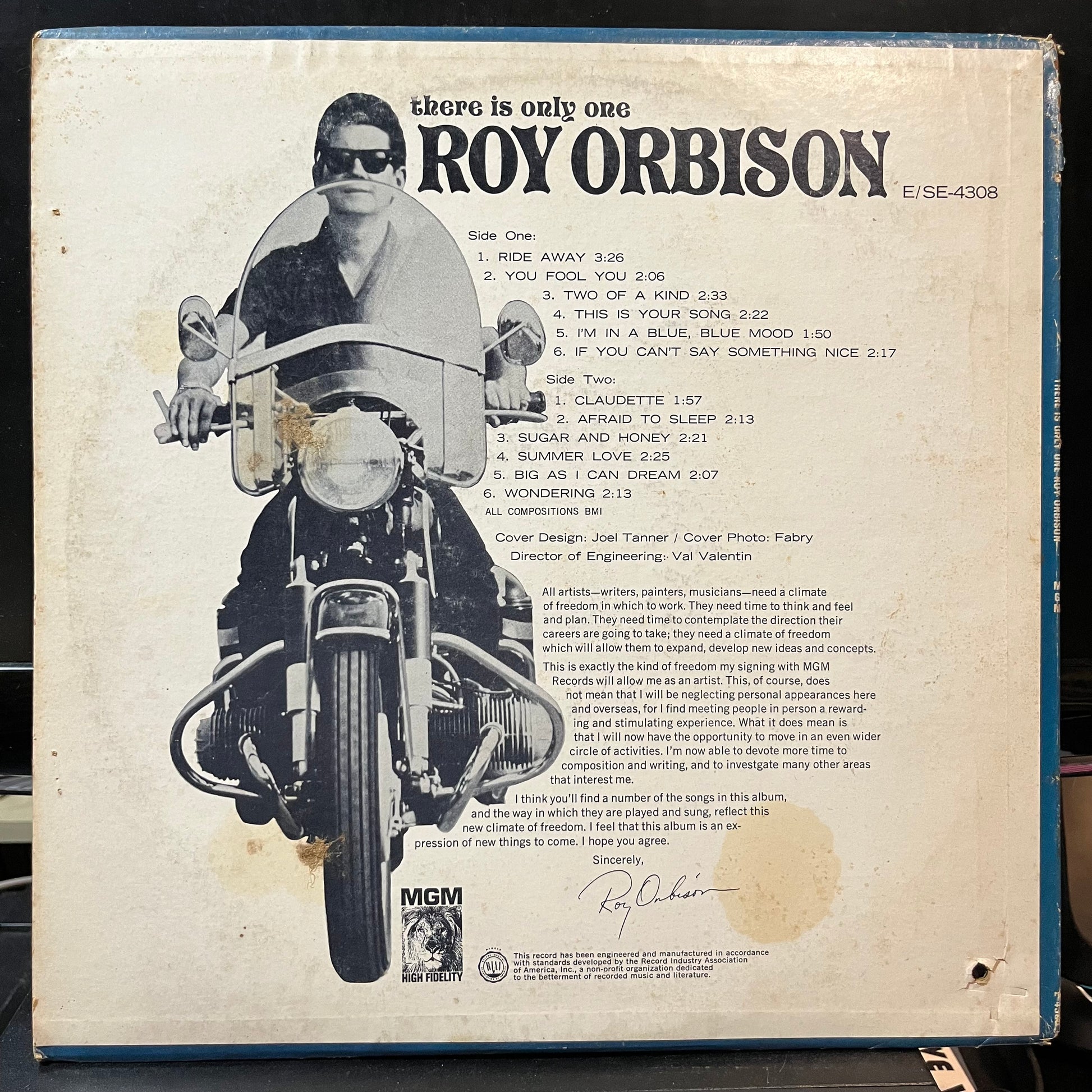 Roy Orbison - There Is Only One Roy Orbison (VINYL LP MGM E 4308 1965) | Near Mint (NM or M-) Very Good Plus (VG+) - POP / USED *NEAR MINT*