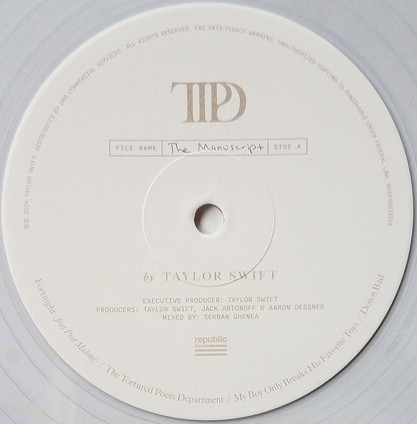 Taylor Swift - The Tortured Poets Department (2X LP) *Phantom Clear* | Near Mint (NM) Near Mint (NM) - POP / USED *NEAR MINT*