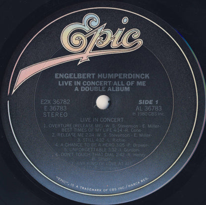 Engelbert Humperdinck - Live In Concert And All Of Me / A Double Album | Near Mint (NM) Near Mint (NM) - POP / USED *NEAR MINT*