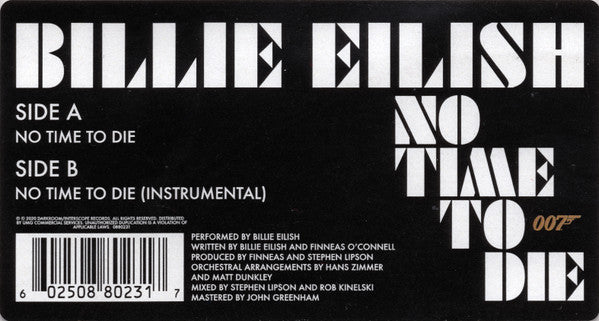 No Time To Die (7") | Near Mint (NM) Near Mint (NM) - POP / USED *NEAR MINT*