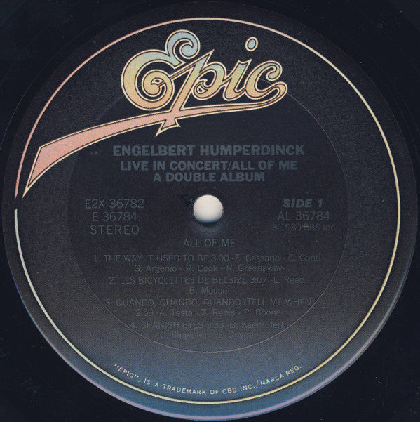 Engelbert Humperdinck - Live In Concert And All Of Me / A Double Album | Near Mint (NM) Near Mint (NM) - POP / USED *NEAR MINT*