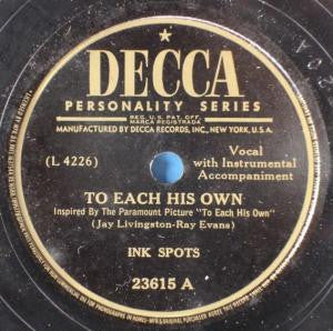 The Ink Spots - To Each His Own / I Never Had A Dream Come True | Very Good (VG) Generic - POP / USED *VERY GOOD/78*