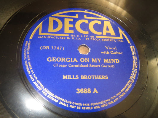 The Mills Brothers Georgia On My Mind / Shine 10" Very Good Plus (VG+) Generic