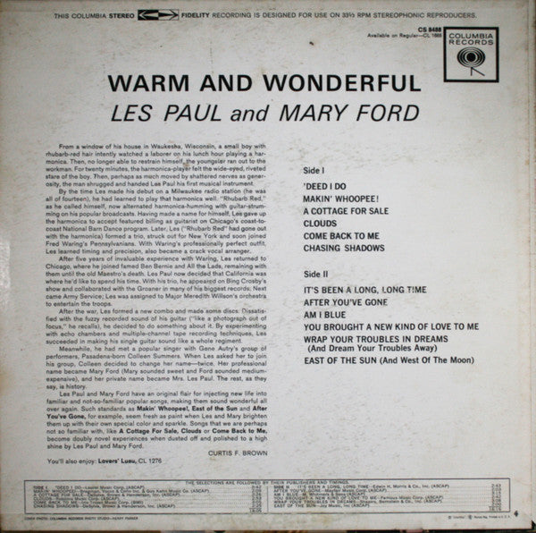 Les Paul & Mary Ford - Warm And Wonderful | Very Good Plus (VG+) Near Mint (NM) - POP / USED *VERY GOOD++*