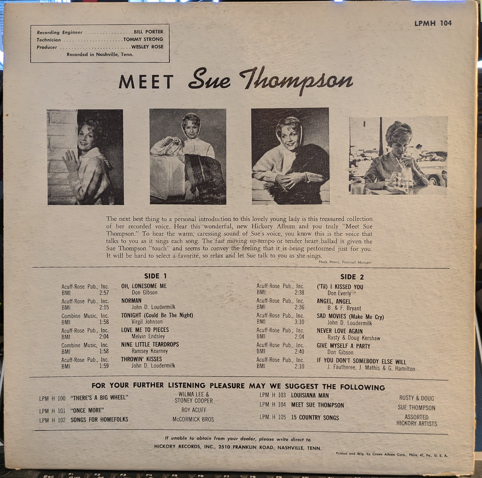 Sue Thompson - Meet Sue Thompson | Very Good Plus (VG+) Excellent (EX) - POP / USED *VERY GOOD+*