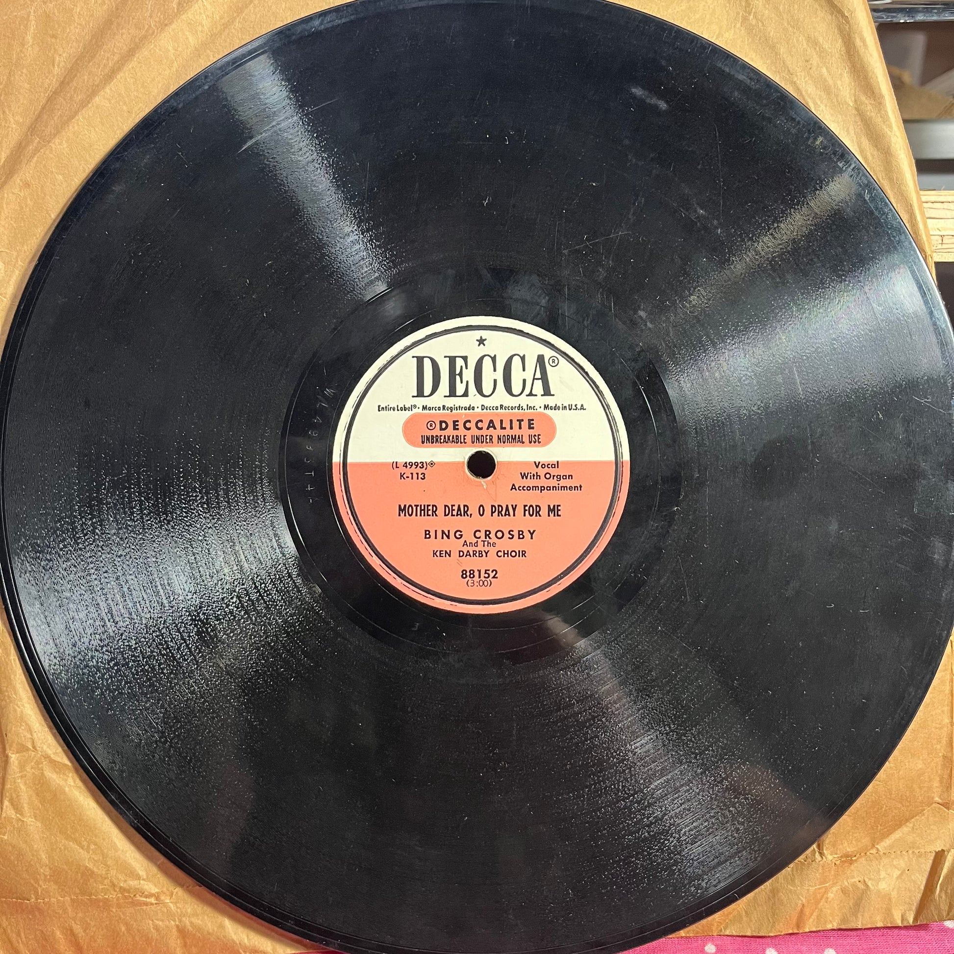 Bing Crosby - MOTHER DEAR O PRAY FOR ME *78 RPM* | Very Good (VG) Generic - POP / USED *VERY GOOD*