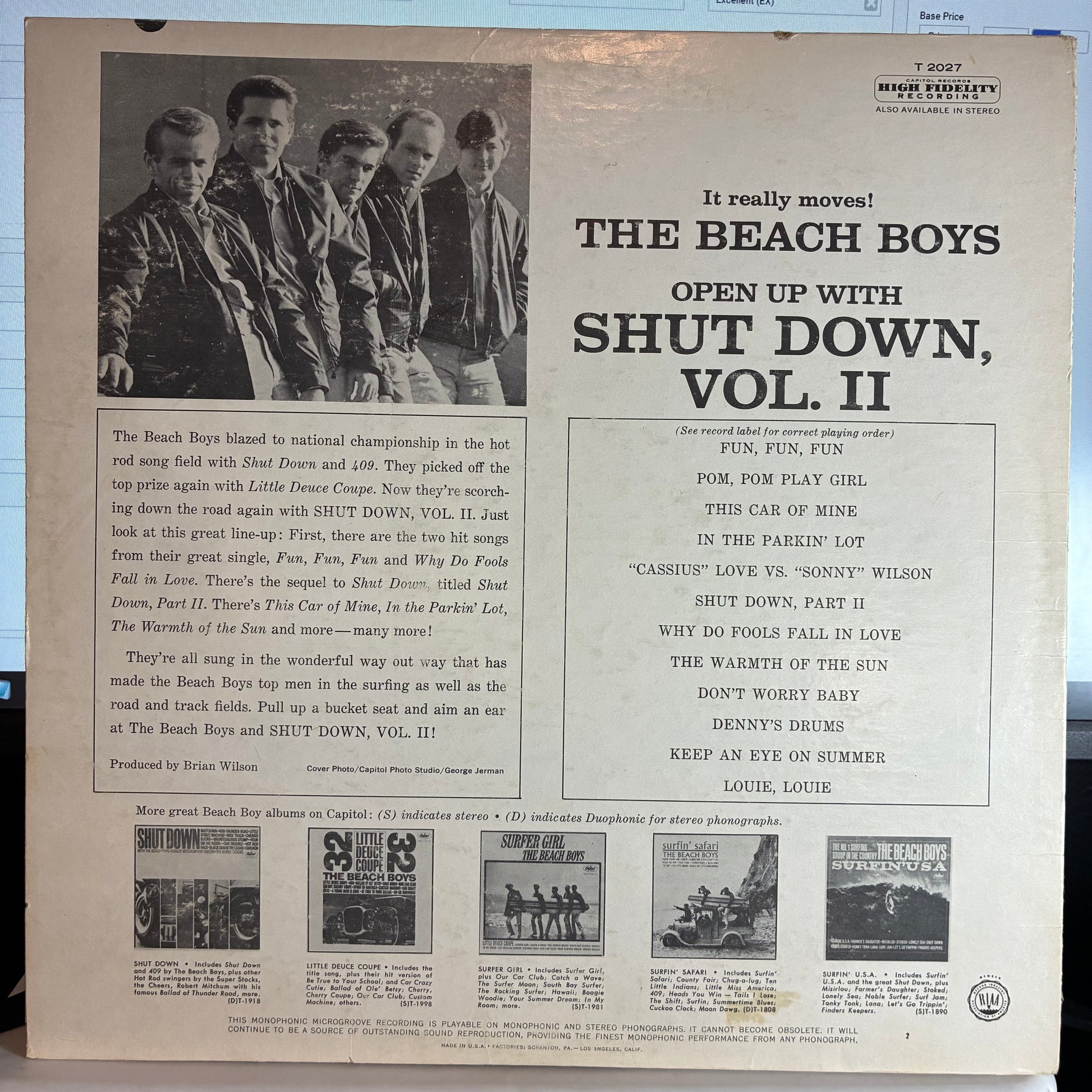 The Beach Boys - Shut Down Volume 2 (VINYL) | Very Good (VG) Excellent (EX) - POP / USED *VERY GOOD*