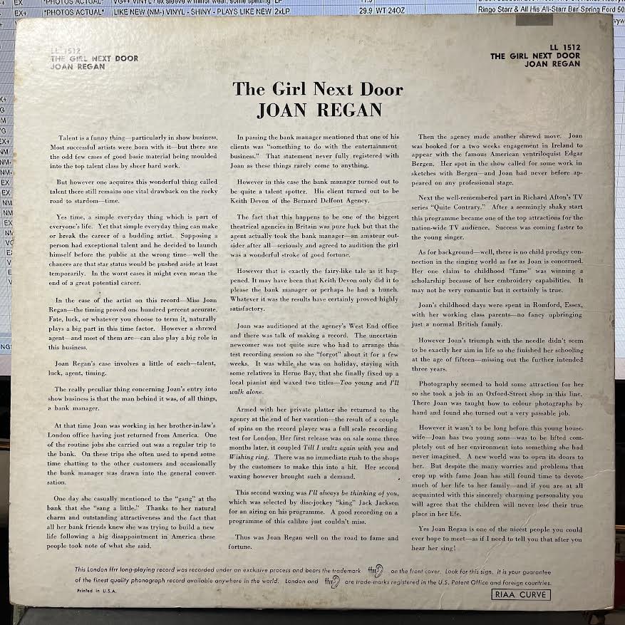 Just Joan / The Girl Next Door (VINYL) | Very Good (VG) Excellent (EX) - POP / USED *VERY GOOD*