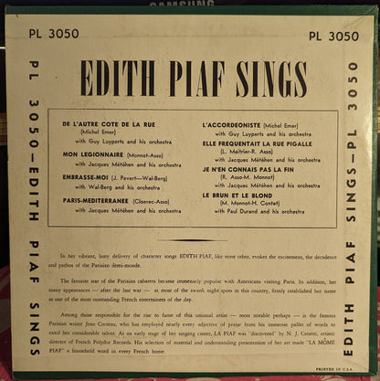 Edith Piaf Sings | Very Good (VG) Excellent (EX)