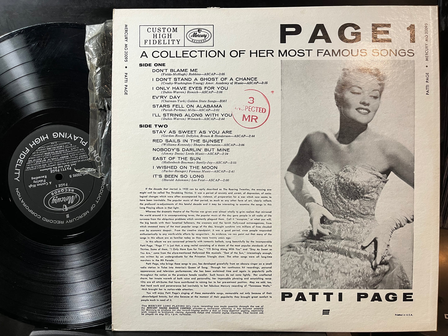 Patti Page - Page 1 - A Collection Of Her Most Famous Songs (VINYL LP) | Excellent (EX) Near Mint (NM) - POP / USED *EXCELLENT*