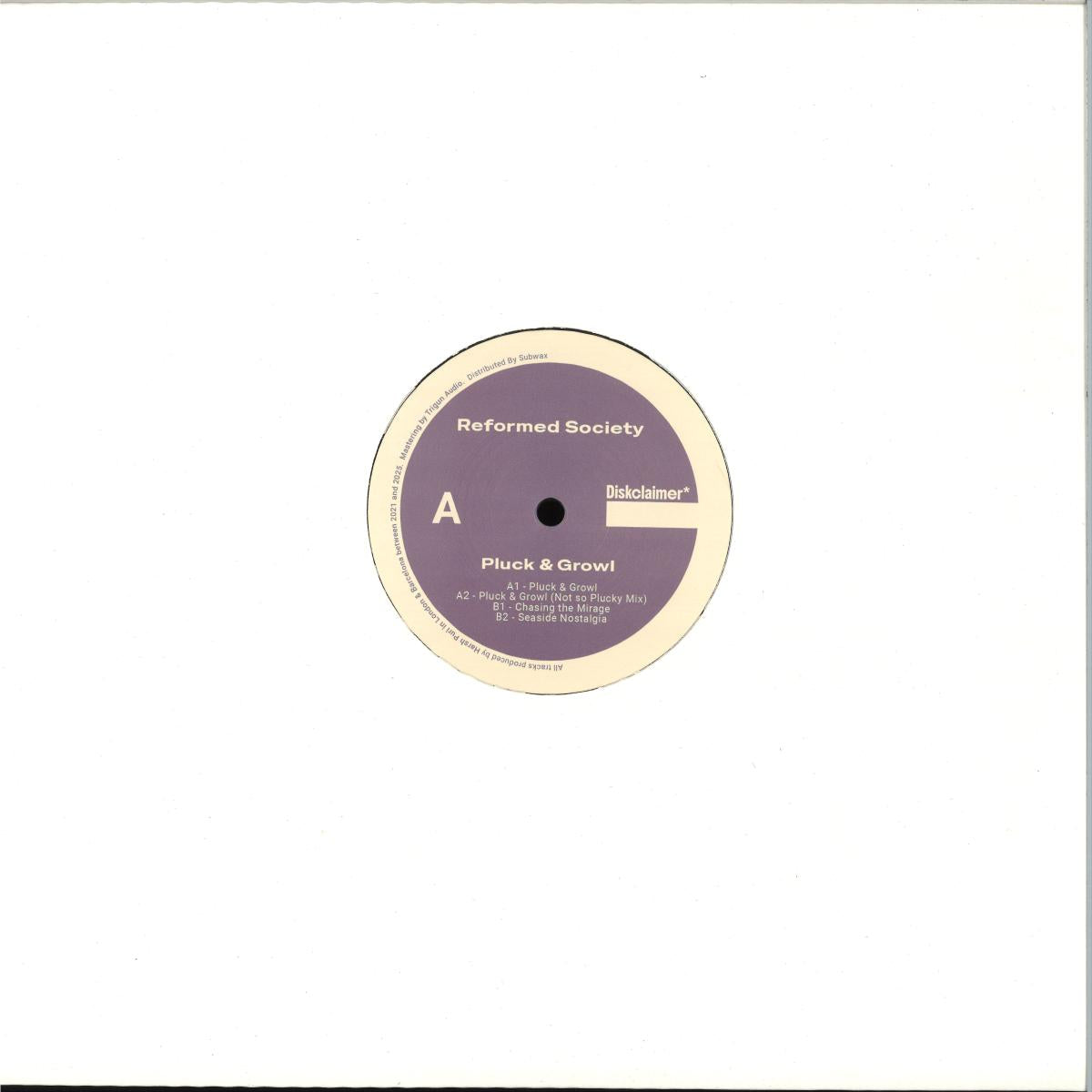 Reformed Society - Pluck & Growl (VINYL 12" Diskclaimer*) | NEW - PROGRESSIVE *NEW*