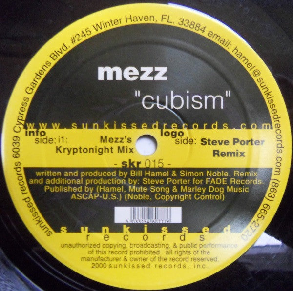 Mezz - Cubism (VINYL 12" SUNKISSED SKR 015 2000) | Excellent (EX) Near Mint (NM) - PROGRESSIVE / USED *EXCELLENT*