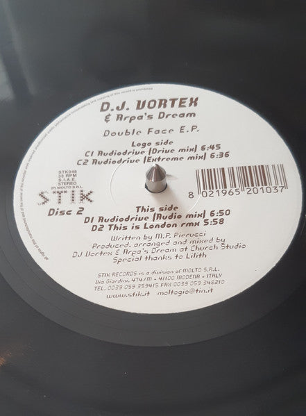 DJ Vortex & Arpa's Dream - Double Face EP **DISK 2 ONLY** | Near Mint (NM) Generic - PROGRESSIVE / USED *NEAR MINT*