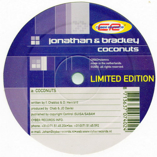Jonathan & Bradley - Coconuts | Near Mint (NM) Excellent (EX) - PROGRESSIVE / USED *NEAR MINT*