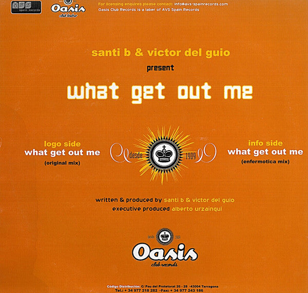 Santi B. - What Get Out Me | Very Good Plus (VG+) Very Good (VG) - PROGRESSIVE / USED *EXCELLENT+*