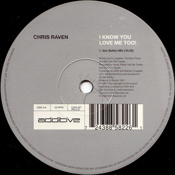 Chris Raven I Know You Love Me Too! 12" Very Good Plus (VG+) Very Good (VG)