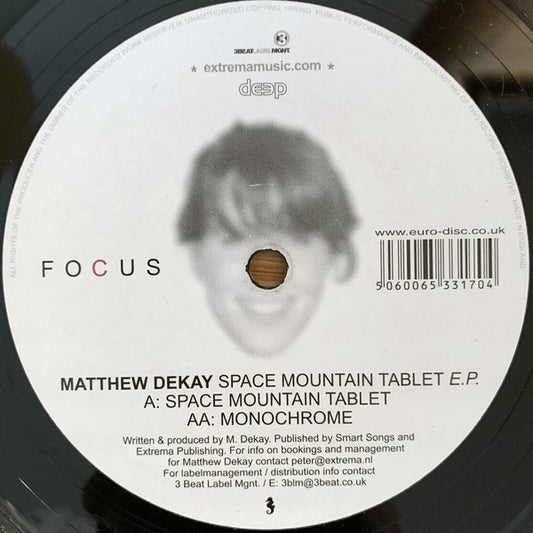 Matthew Dekay Space Mountain Tablet E.P. 12" Very Good Plus (VG+) Generic