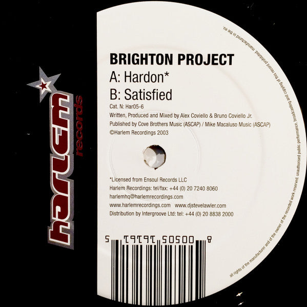 Brighton Project - Hardon / Satisfied (VINYL 12") | USED Very Good Plus (VG+) Very Good Plus (VG+) PROGRESSIVE