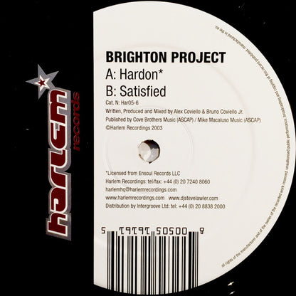 Brighton Project - Hardon / Satisfied (VINYL 12") | USED Very Good Plus (VG+) Very Good Plus (VG+) PROGRESSIVE
