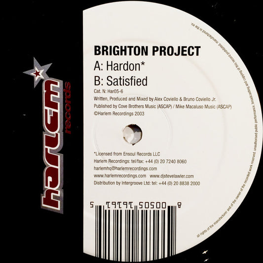 Brighton Project - Hardon / Satisfied (VINYL 12") | USED Very Good Plus (VG+) Very Good Plus (VG+) PROGRESSIVE