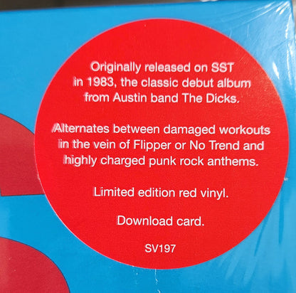 Dicks - Kill From The Heart (TRANSPARENT RED VINYL) | Mint (M) Mint (M) - PUNK *SEALED/COLOR*