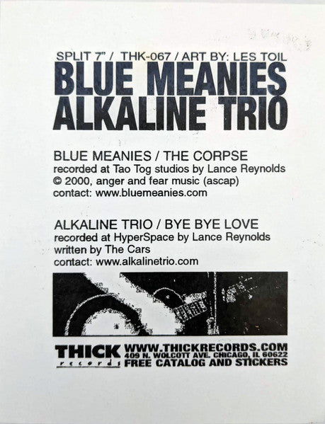 Alkaline Trio / Blue Meanies (VINYL 7" PICTURE DISC) | Mint (M) Mint (M) - PUNK *NEW*