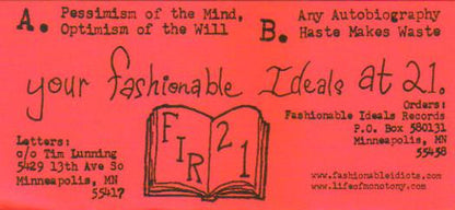 Pessimism Of The Mind, Optimism Of The Will (VINYL 7") | Mint (M) Mint (M) - PUNK *NEW*
