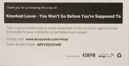 Knocked Loose - You Won't Go Before You're Supposed To (VINYL) | Mint (M) Mint (M) - PUNK *SEALED*