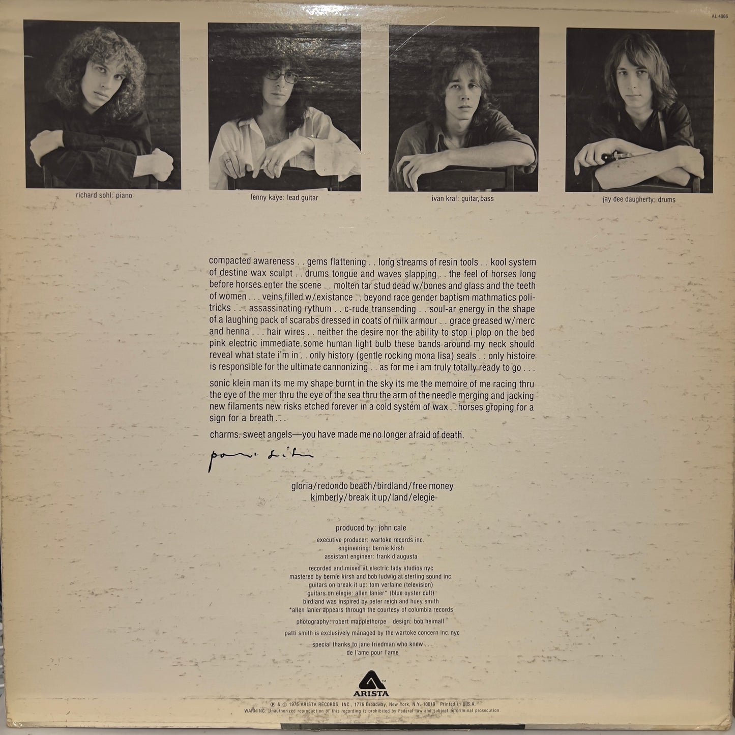 Patti Smith - Horses *PRESSWELL PRC* | Good Plus (G+) Very Good (VG) - PUNK / USED *GOOD+*