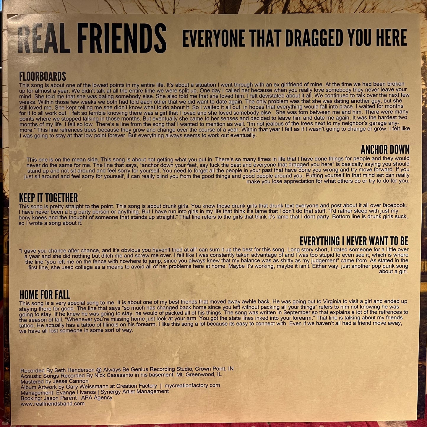 Real Friends Everyone That Dragged You Here *WHITE* LP Near Mint (NM or M-) Near Mint (NM or M-)