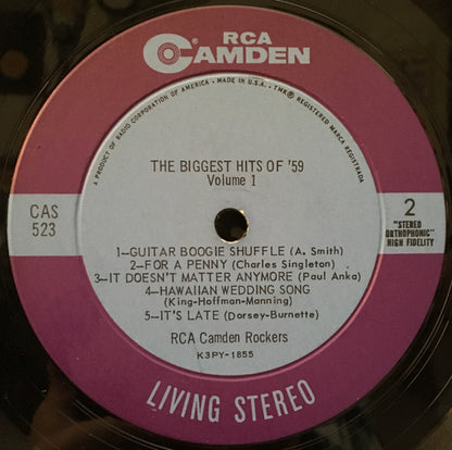 Biggest Hits Of '59 - Vol.1 | Very Good Plus (VG+) Near Mint (NM)