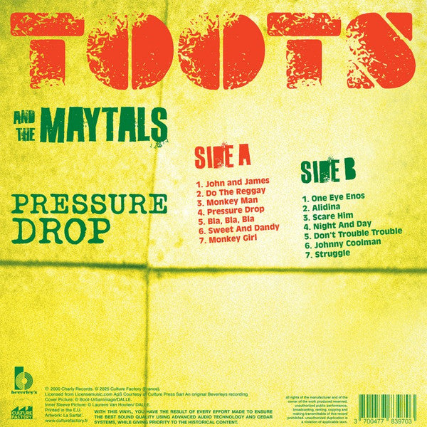 Toots & The Maytals - Pressure Drop (TRANSLUCENT GREEN VINYL) | Mint (M) Mint (M) - REGGAE *NEW/COLOR*