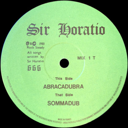 Sir Horatio - Abracadubra / Sommadub (VINYL LP) | Very Good Plus (VG+) Near Mint (NM) - REGGAE / USED *VERY GOOD+*