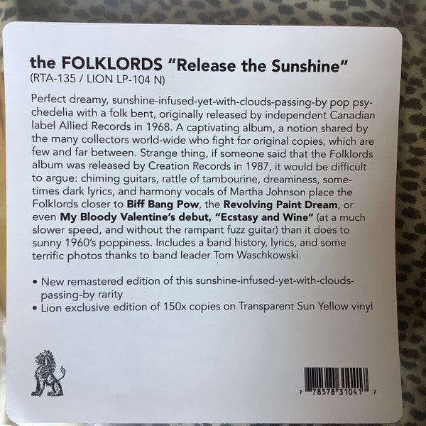 The Folklords Release The Sunshine LP Mint (M) Mint (M)