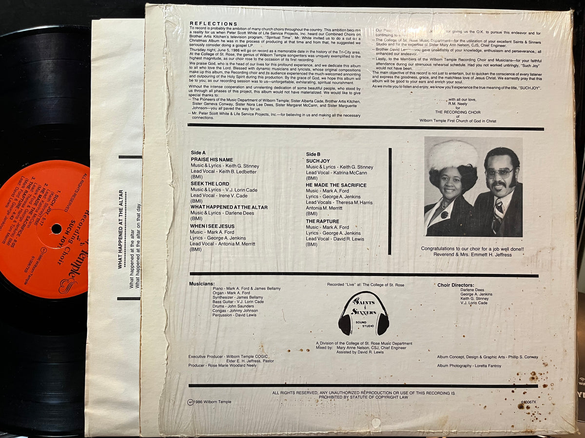 Wilborn Temple Recording Choir - Such Joy! (VINYL LP) | USED Excellent (EX) Near Mint (NM or M-) - RELIGIOUS/GOSPEL / USED *EXCELLENT*
