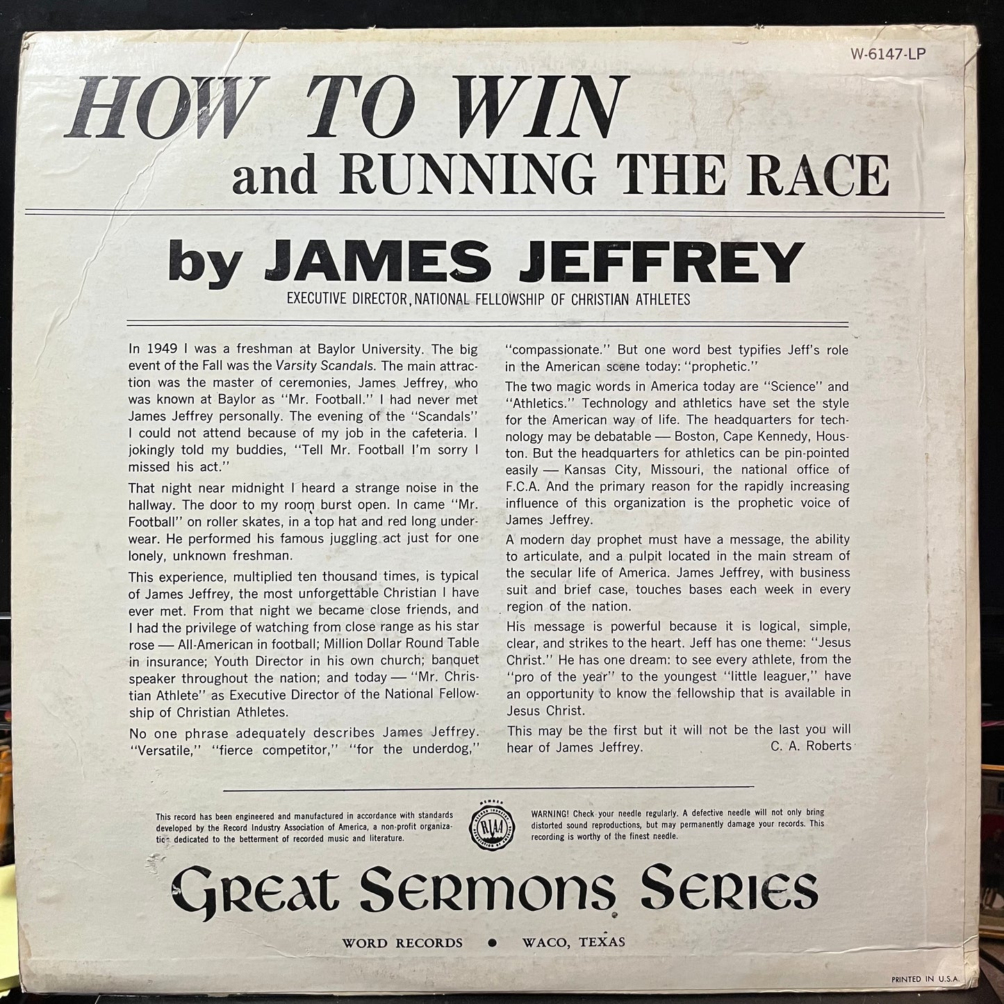 How To Win and Running The Race (VINYL) | Near Mint (NM or M-) Very Good (VG) - RELIGIOUS / USED *NEAR MINT*