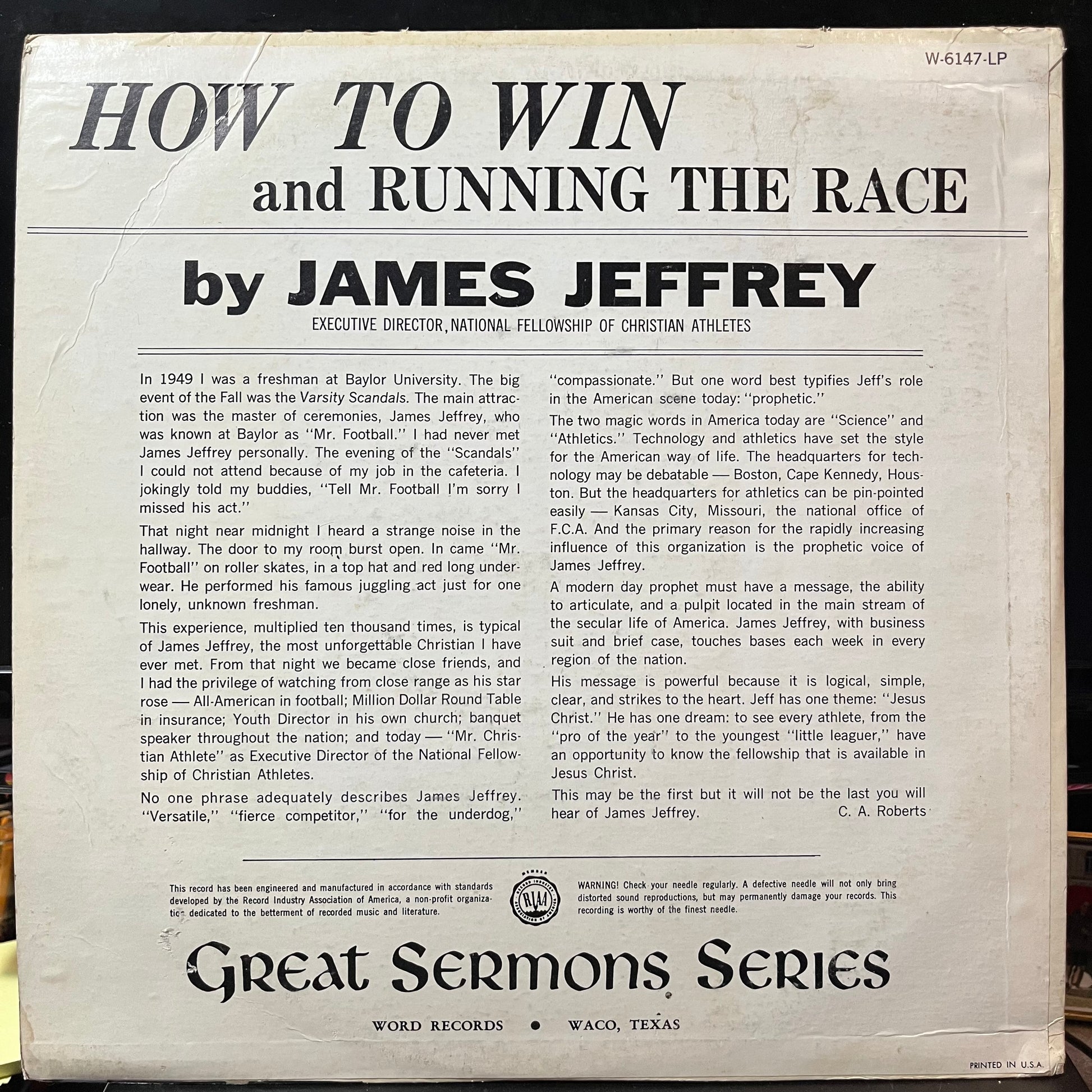 How To Win and Running The Race (VINYL) | Near Mint (NM or M-) Very Good (VG) - RELIGIOUS / USED *NEAR MINT*