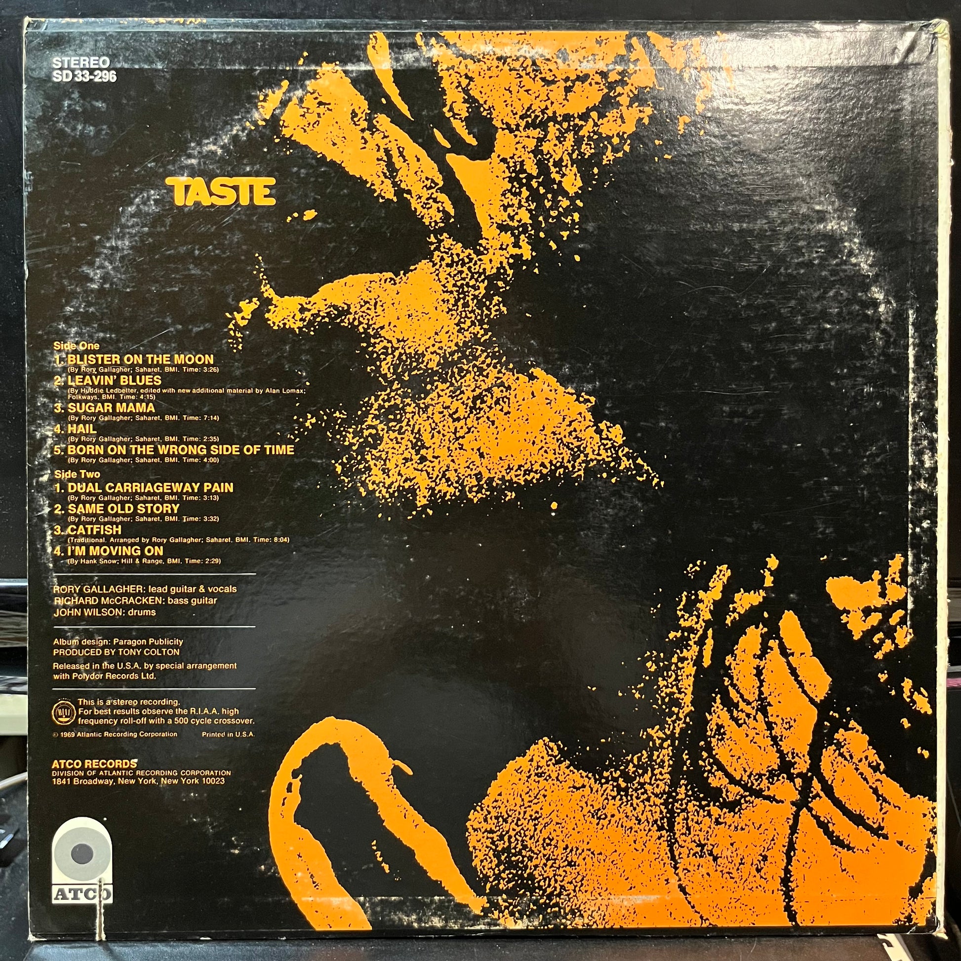 Taste - Taste (VINYL LP ATCO SD 33-296 1969) | Near Mint- (NM-) Very Good Plus (VG+) - ROCK/BLUES / USED *NEAR MINT-*