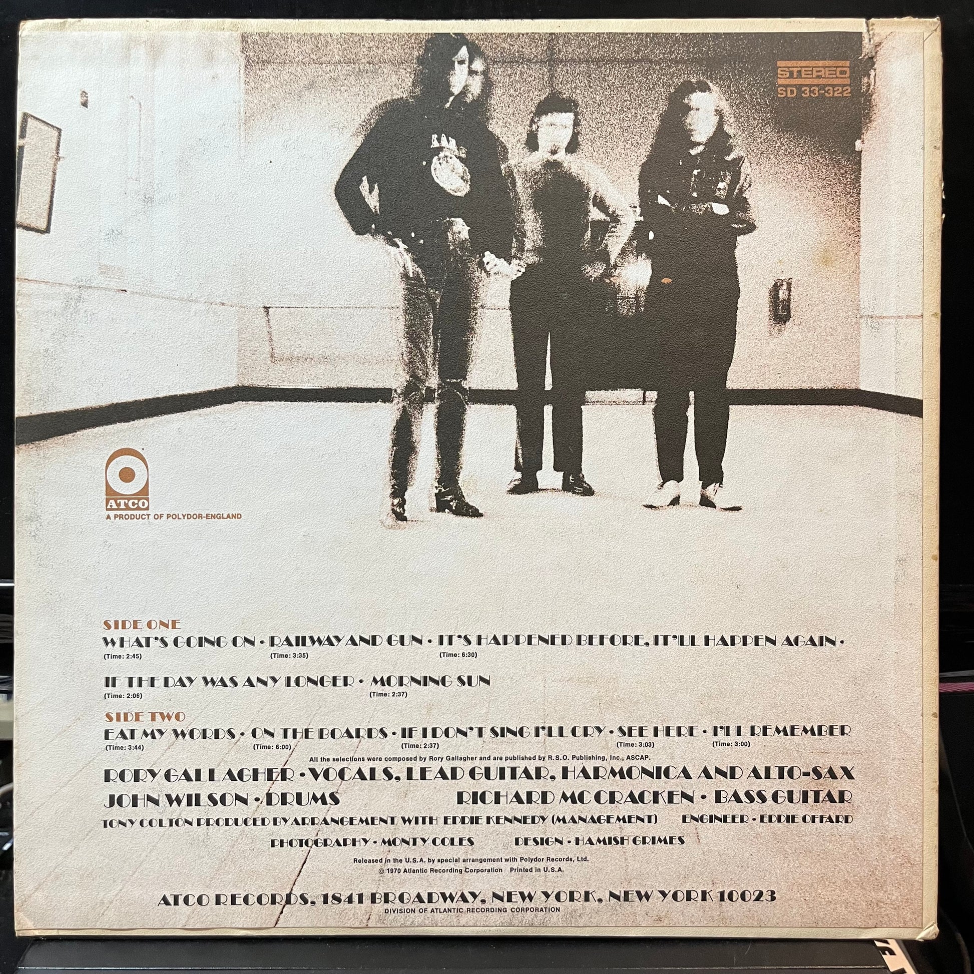 Taste - On The Boards (VINYL LP ATCO SD 33-322 1970) | USED Near Mint (NM or M-) Very Good Plus Plus (VG++) - ROCK/BLUES / USED *NEAR MINT*