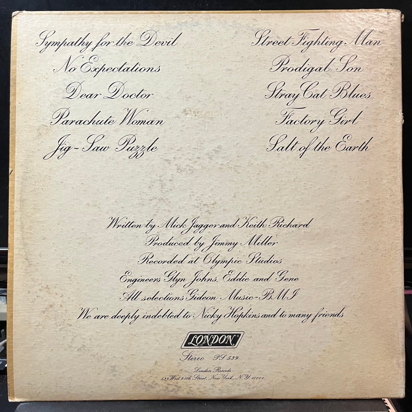 Rolling Stones - Beggars Banquet (VINYL LP LONDON PS 539 1968) | Excellent (EX) Very Good (VG) - ROCK/CLASSIC / USED *EXCELLENT*