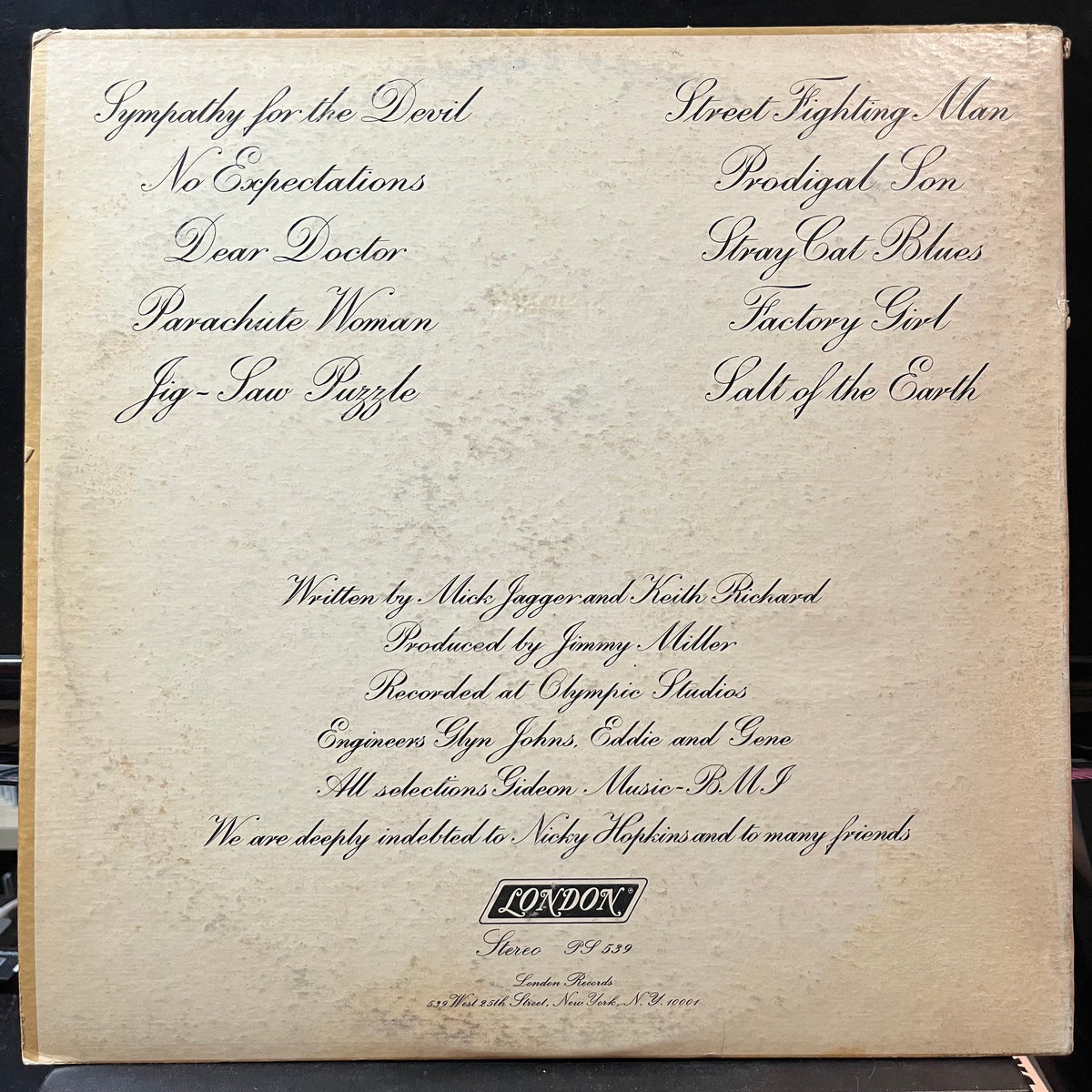 Rolling Stones - Beggars Banquet (VINYL LP LONDON PS 539 1968) | Excellent (EX) Very Good (VG) - ROCK/CLASSIC / USED *EXCELLENT*