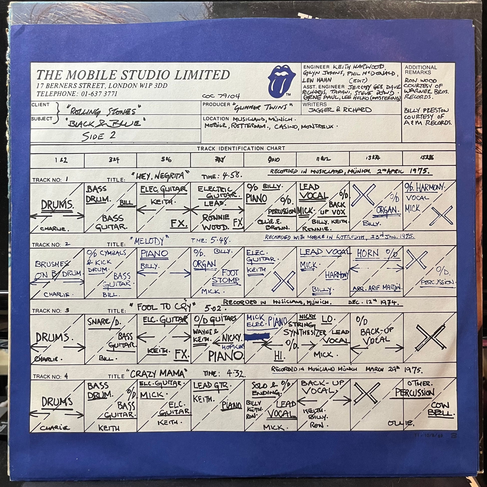 The Rolling Stones - Black And Blue (VINYL LP ROLLING STONES COC 79104 1976) | Near Mint (NM or M-) Excellent (EX) - ROCK/CLASSIC / USED *NEAR MINT*
