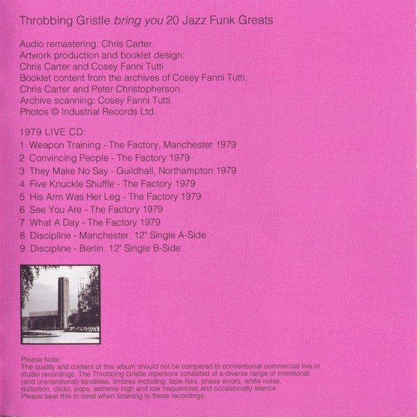 Throbbing Gristle - 20 Jazz Funk Greats (CD) | Mint (M) Mint (M) - ROCK/EXPERIMENTAL *SEALED*