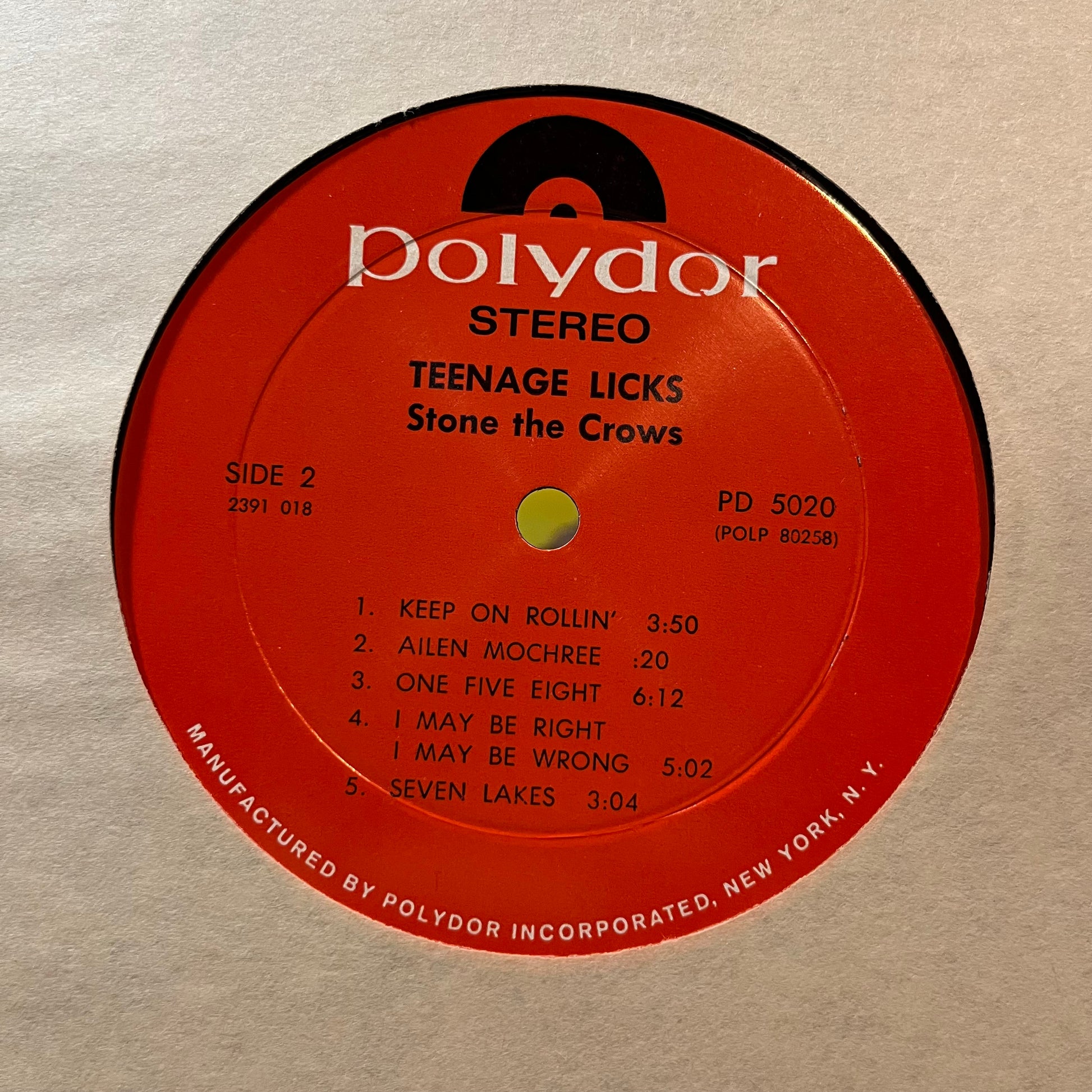 Stone The Crows - Teenage Licks (VINYL LP POLYDOR 2391 018) | USED Near Mint (NM or M-) Very Good Plus (VG+) - ROCK/FOLK / USED *NEAR MINT*