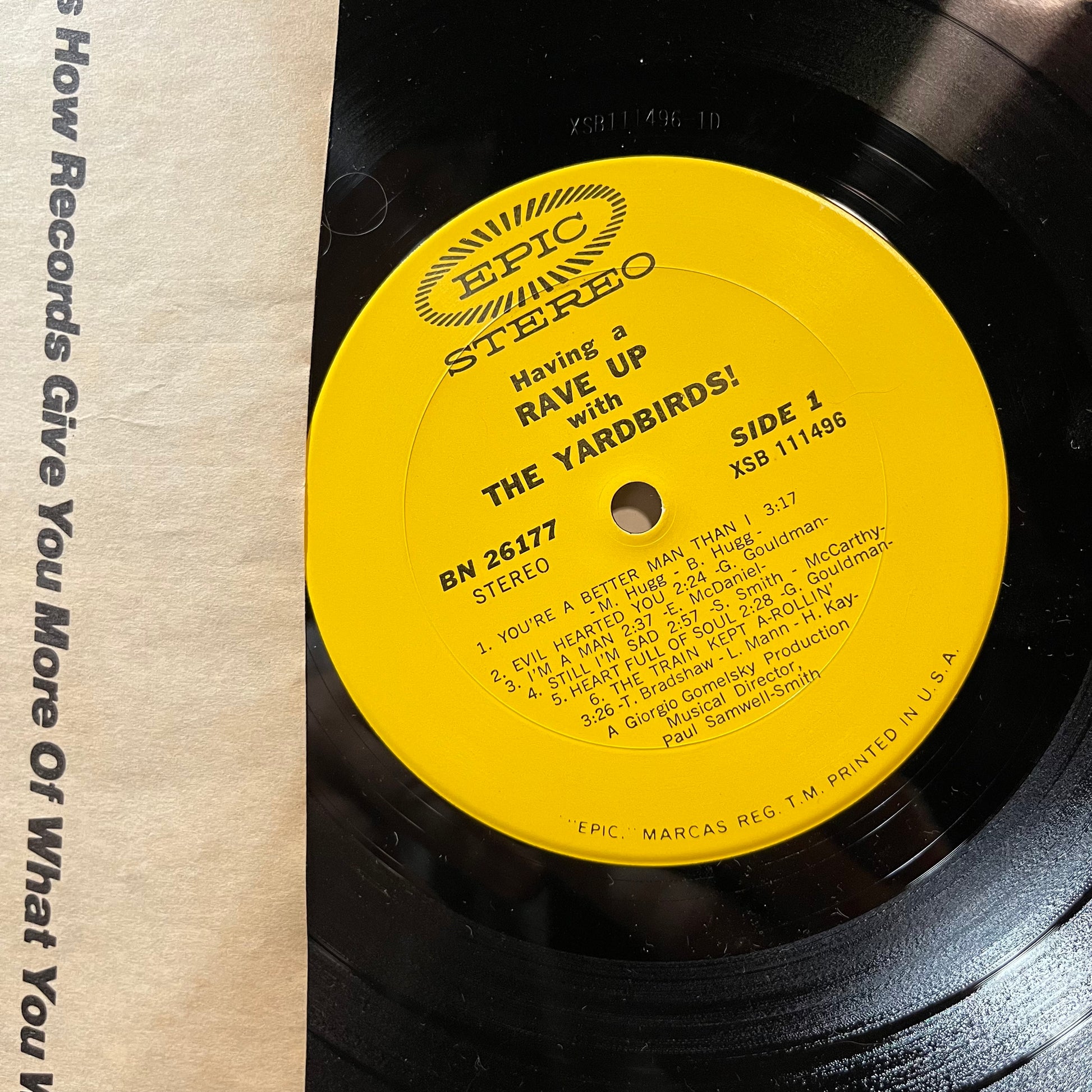 The Yardbirds - Having A Rave Up With The Yardbirds (VINYL LP EPIC BN 26177 1965) | Near Mint (NM or M-) Very Good (VG) - ROCK/GARAGE / USED *NEAR MINT*